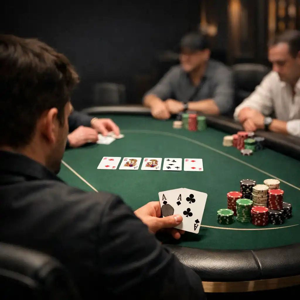 Dedicated poker room with professional tables and focused players